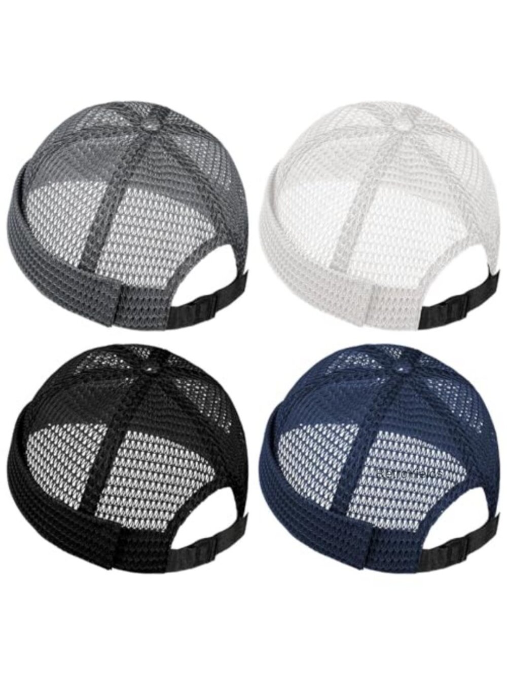 4 Pack Men's Brimless Cap with Mesh Panels Summer Docker Beanie Skullcap